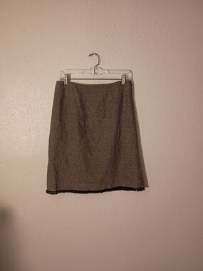 Tailored Brown Tweed A-Line Skirt
